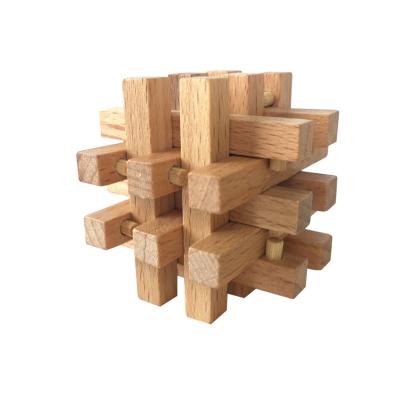 China Educational Toy 3D Log Stack Wooden Puzzle Natural Color Mini Architecture Toys for sale