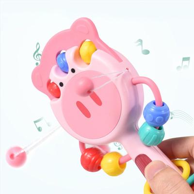 China Baby Toy Silicone Baby Teether Chew Dining Table Suction Cup Soft Musical Baby Rattle Educational Interactive Rattle Toy For Kids for sale