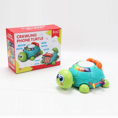 China Baby Maker Friendly Material New Design Electric Baby Friendly Educational Crawling Turtle Phone Crawling Mobile Musical Toys For Sale for sale