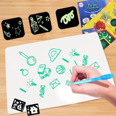 China Kid'Graffiti Drawing Board A3 A4 A5 Toy KT Fluorescent Light Educational Painting Drawing Board With LED Pen for sale