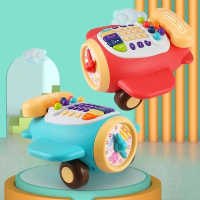 China Eco-friendly Material Baby Toys Airplane Phone Baby Toys Clock Music Baby Toys Early Educational Learning Toys with Light and Music for sale