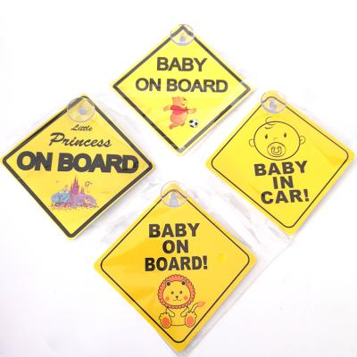 China Windshield Stickers PVC Card Sign With Suction Cup For Car Window Baby On Board Sticker for sale