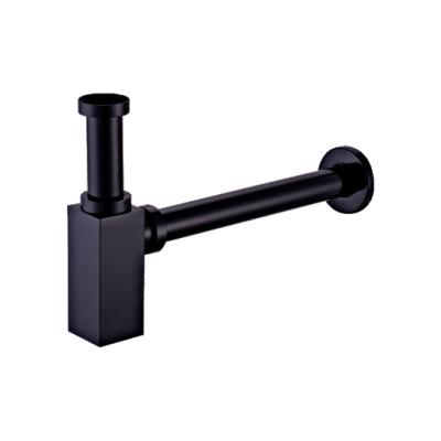 China Leiwo A-1091WB Modern Hot Selling Brass Spray Paint Siphon Bathroom Bottle Trap Black Basin Sink Trap for sale