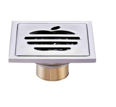 China Hot Selling Modern 4 Inch Floor Drain Bathroom Shower Floor Auto Narrow Sink Drain With Apple Cover 3pcs for sale