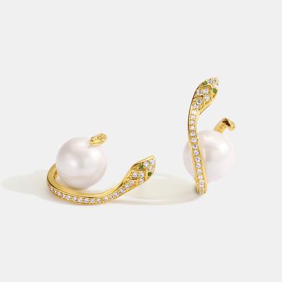 China European and American snake-shaped female personality temperament female pearl needle fashion snake simple earrings snake earrings for sale