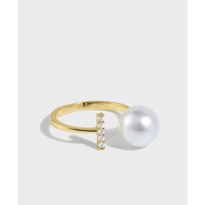 China CLASSIC 18K Gold Plated Female Korean Refined Net Red And Soft Pearl Simple Ring Personality Statistical Open Ring Elegant for sale