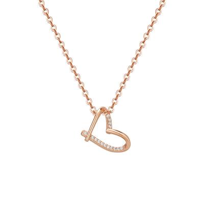 China Europe and America factory wholesale women's heart pendant necklace 18K copper plating rose simple gold exquisite jewelry for sale