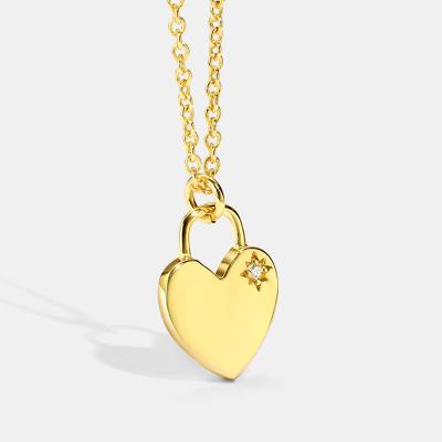 China Factory Wholesale TRENDY 18K Gold Plated Heart-shape Lock Necklace For Women No Fading Exquisite Jewelry for sale