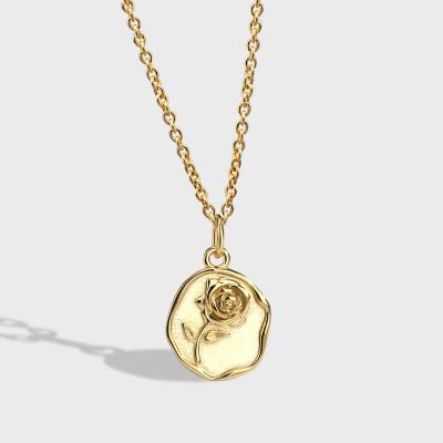 China Fashion Factory Wholesale Rose Pendant Necklace 18K Gold Plated Female Choker No Fading Fashion Ornament for sale