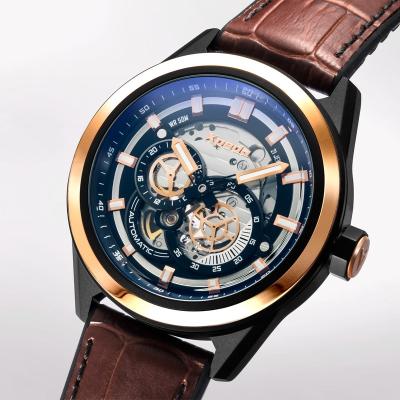 China TIMEBOX TC808A Automatic Mechanical Stainless Steel Luminous Solid Caseback Sport Genuine Leather Watch For Men for sale