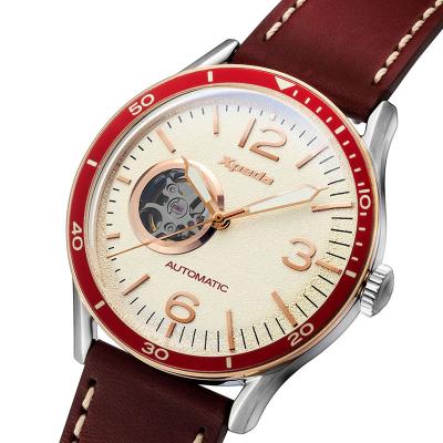 China TIMEBOX TC807C Water Resistant Stainless Steel Luminous Solid Caseback Sports Pilot Watch Genuine Leather Mechanical Watch For Men Automatic for sale