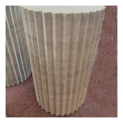 China New Design Modern Stone Home Decor Furniture Pedestal Base Round Natural Travertine Marble Pedestal for sale