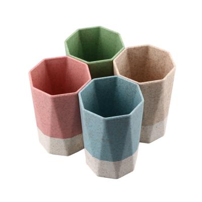 China Sustainable Degradable Wheat Straw Plastic Double Wall Drinking Cup for sale