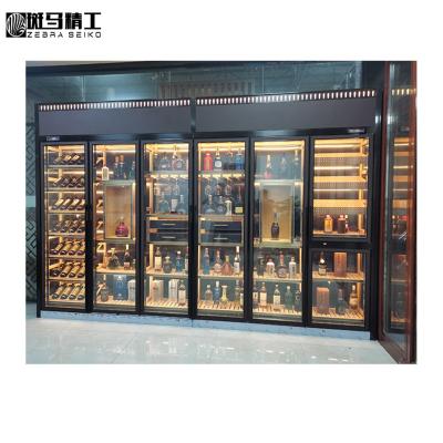 China Expandable Gold Stainless Steel Metal Champagne Wine Liquor Bar Cabinet with Fridge for Modern Home for sale