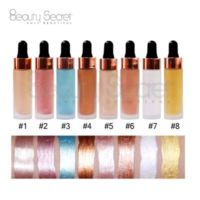 China Liquid Highlight 8 Colors Glitter Highlighter Bar Waterproof Cosmetic Makeup Highlighter Bar With Tube Rose Gold Private Label for sale