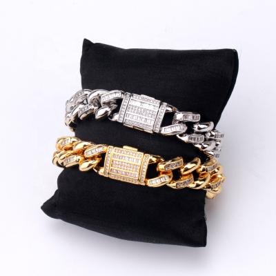 China Men's Hiphop hiphop copper zircon jewelry bracelet cuban link bracelet and chains 18k gold custom cuban chain for man woman for sale