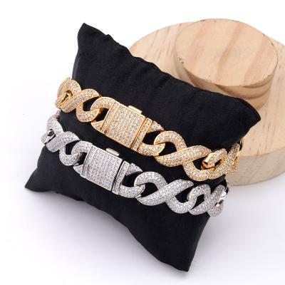 China Wholesale Hiphop Jewelry High Quality Men's Cuban Bracelet Miami Cuban Bracelet Men 8inch 12mm Hip Hop for sale