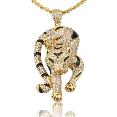 China Hiphop High Quality 18k Gold Plated Zircon Panther Necklace Jewelry Women Animal Pendant Jewelry for sale