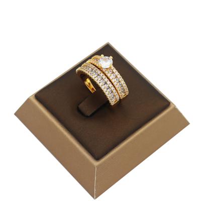 China Fashion Jewelry Engagement Ring Set For Women Girl Plated 18k Gold And Rhodium Jewelry Rings for sale