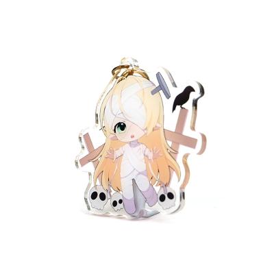 China Lingban Eco-friendly Custom Creative Design Bilateral UV Printed Acrylic Charms Stick Translucent Key Chain for sale