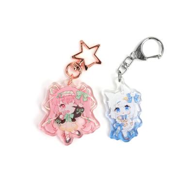 China Lingban Eco-Friendly Anime Accessories Custom Double Sided Printed Acrylic Key Chain With Single Side Glitter Epoxy Finish for sale