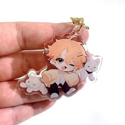 China Custom Lingban Eco-Friendly Double Side Printed Clear Hologram Rainbow Glitter Epoxy Anime Acrylic Charms for sale