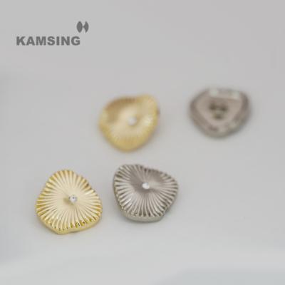 China Nickel-Free Kamsing-Vintage Hot Sale Irregular Metal Buttons Silver Gold Custom Design Zinc Alloy Button For Women Clothing for sale