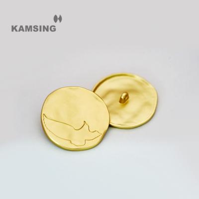 China Dry Cleaning KAMSING-Factory original design round embossed logo metal shank button for coat placket cuff metal clothing accessories for sale