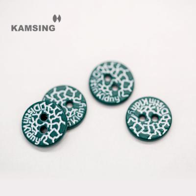 China Dry Cleaning KAMSING-  Own design metal spray green  color environmental protection paint  two holes buttons for ladies shirt for sale