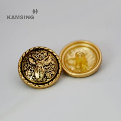 China Dry Cleaning KAMSING-Clothing Decorative Plated Gold Buttons Accessory Buttons Custom Logo Shank Metal Buttons for Clothes for sale