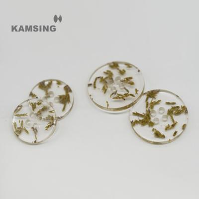 China Kamsing-Classic Clear Round Resin Nickel Free Buttons High Quality Plastic Sewing Custom Logo For Female Male Shirt 4 Hole Button for sale