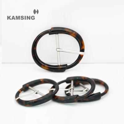 China Kamsing- 36mm Brown Nickel Free Design Decorative Belt Buckle Around Ring Resin And Meta Buckle For Adjustable Belts for sale