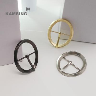 China Kamsing Style Nickel Free Classic Round- Shape Buckle Black Sliver Gold Pin Metal Belt Buckle For Bag Zinc Alloy Belt for sale