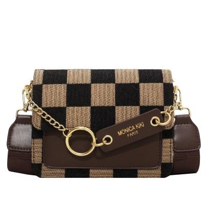 China Fashion Flip Board Women's Mini Checkerboard Cloth Cross - Body Sling Bag Handbag Single Shoulder Bag Handbag for sale