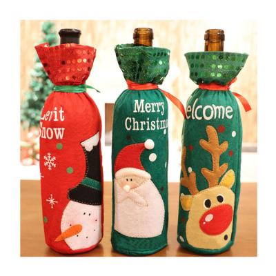 China New Design Reusable Christmas Decoration For Home Wine Bottle Gift Bag for sale