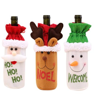 China Hot Selling Reusable Drawstring Christmas Design Wine Gift Packaging Bag For Decoration for sale