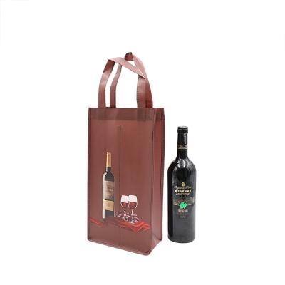 China Polypropylene Recyclable Nonwoven Reusable Red Wine Bag Eco Friendly Two Bottle With LOGO Printing for sale