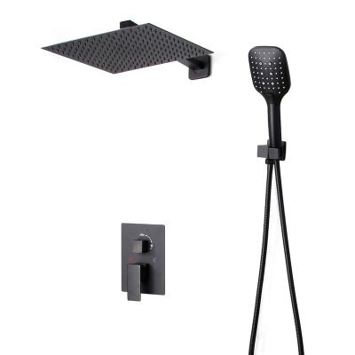 China With Sliding Bar Maker Built In Wall Hidden Mount Matte Black Shower Set Portable Hot And Cold Bathroom And Shower Set for sale