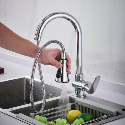 China Pull Out Modern Brass Faucet Water Mixer Tap One-Hole Spray Design Latest Bathroom Chrome And Black sus 304 Kitchen Faucets for sale