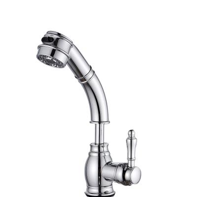 China Pull Out Spray Stainless Steel Luxury Single Hole Chrome Kitchen Faucets With Pull Out Sprayer Kitchen Mixer Taps for sale