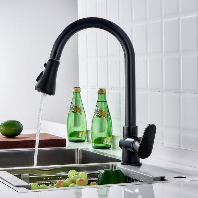 China Pull Out Spray Modern Multifunction Hose Faucet Kitchen Black Color Sink Faucet Pull Down Kitchen Faucets for sale