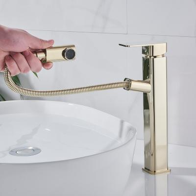 China Hot And Cold Modern GOLD Style Bathroom Faucet Hotel Waterless Faucet New Mixing Jet Basin Faucet Faucet Manufacturer Wholesale for sale