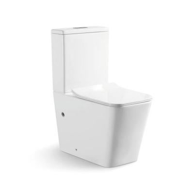 China Wholesale Chinese Ceramic Filigree Double-Flow Bathroom WC Attach Flush Double Square White Toilet Set for sale