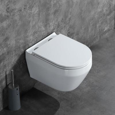 China 2022 New Design Round Ceramic Atmosphere Sanitary Ware One Piece Concealed White Wall Hung Toilet Bowl Wi for sale