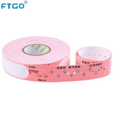 China Soft enough to avoid any harm to peel FTGO wristband /medical identification direct thermal patient wristband/medical consumable pink color for sale