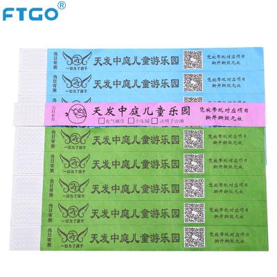 China FTGO waterproof tyvek paper printing colorful event barcode wristband for sale