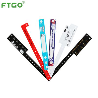 China Mess Proof With Safe Snap Closure FTGO Customized Waterproof Plastic Wristband Clasp ID Wristbands for sale