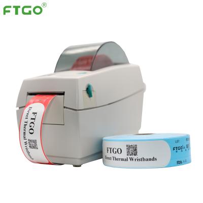 China FTGO white zebra lp2824 barcode printer for printing hospital id wristbands for sale