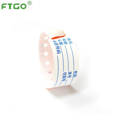 China Mess Proof With Safe Snap Closure FTGO Factory Supply Soft Disposable Write On Kids Wristband Medical ID Wristband for sale