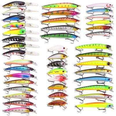 China 43pcs/set Plastic Minnow Lure Set Combo Bait Artificial Fishing Lure Kit for sale